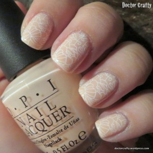 nude lace nail art stamping manicure