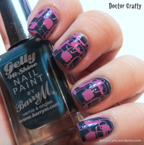 barry m watermelon rica pinky promise nail art stamping geometric manicure
