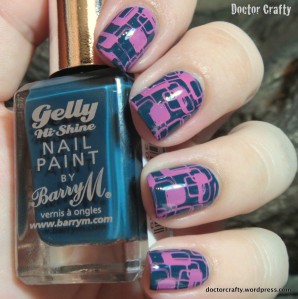 barry m watermelon rica pinky promise nail art stamping geometric manicure